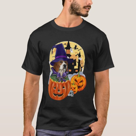 ビーグル犬ハロウィーンの衣装ドッグビーグル半身 Tシャツ (正面)