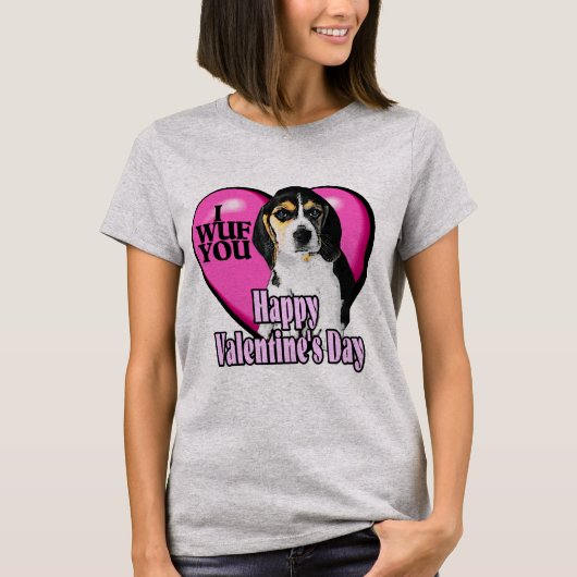 ビーグル犬バレンタインデーTシャツ Tシャツ (正面)