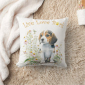 ビーグル犬ママの花 クッション (ブランケット)
