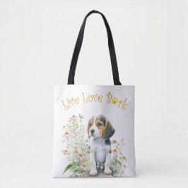 ビーグル犬ママの花 トートバッグ