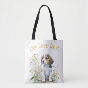 ビーグル犬ママの花 トートバッグ