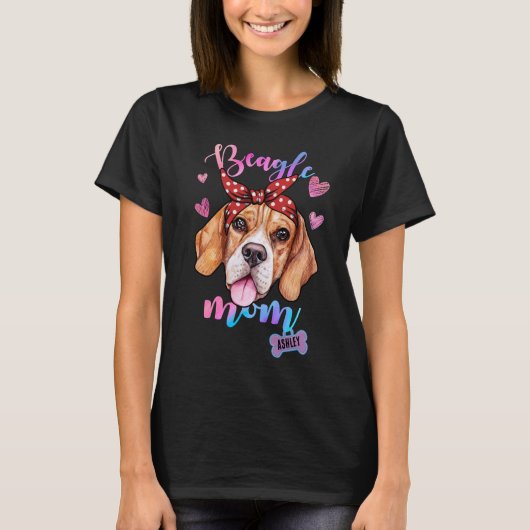 ビーグル犬ママ子犬ママ Tシャツ (正面)