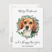 ビーグル犬メリーエレガントクリスマス シーズンポストカード (正面/裏面)