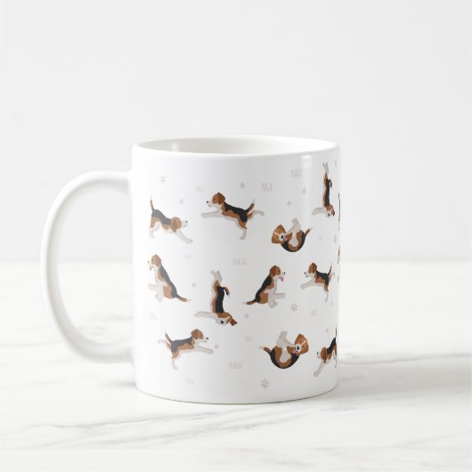 ビーグル犬ヨガマグ コーヒーマグカップ (左)