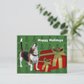 ビーグル犬犬のクリスマスの休日の郵便はがき シーズンポストカード (スタンド正面)