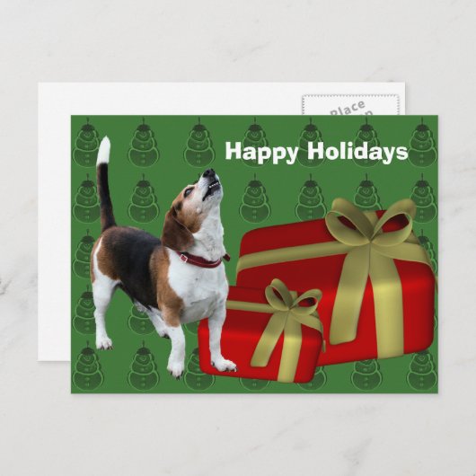 ビーグル犬犬のクリスマスの休日の郵便はがき シーズンポストカード (正面/裏面)