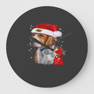 ビーグル犬 クリスマス Tシャツ 犬 ファミリー クリスマス ラージ壁時計
