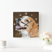 ビーグル犬 スクエア壁時計 (ホーム)
