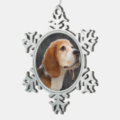 ビーグル犬 スノーフレークピューターオーナメント (右)