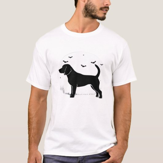 ビーグル犬 ハロウィン 月 シルエット オーバーサイズ Tシャツ (正面)