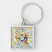 ビーグル犬 – モザイクカラフルアート キーホルダー (正面)