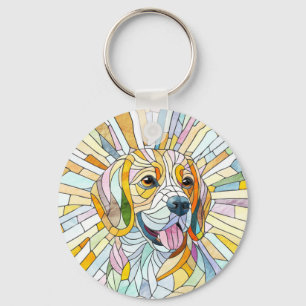 ビーグル犬 – モザイクカラフルアート キーホルダー