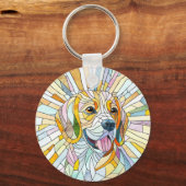 ビーグル犬 – モザイクカラフルアート キーホルダー (正面)