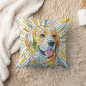 ビーグル犬 – モザイクカラフルアート クッション (ブランケット)