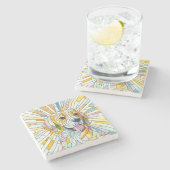 ビーグル犬 – モザイクカラフルアート ストーンコースター (横)