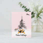 ビーグル犬 黒と白のクリスマス ポストカード (スタンド正面)