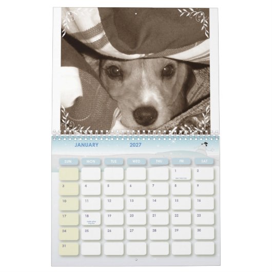 ビーグル犬Calander カレンダー (1月 2027)