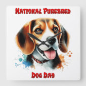 ビーグル祝ルの全国純血犬の日 スクエア壁時計 (正面)