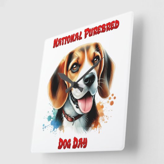 ビーグル祝ルの全国純血犬の日 スクエア壁時計 (傾斜)