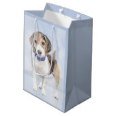 ビーグル絵画ーズ – かわいいオリジナルドッグアート ミディアムペーパーバッグ (裏面アングル)