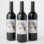 ビーグル絵画ーズ – かわいいオリジナルドッグアート ワインラベル (ボトル)