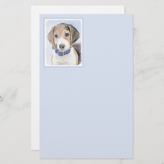 ビーグル絵画ーズ – かわいいオリジナルドッグアート 便箋 (正面/裏面)