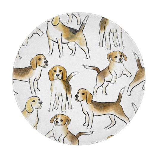 ビーグル美しい:水彩犬パターン カッティングボード (正面)