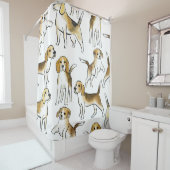 ビーグル美しい:水彩犬パターン シャワーカーテン (インサイチュ)