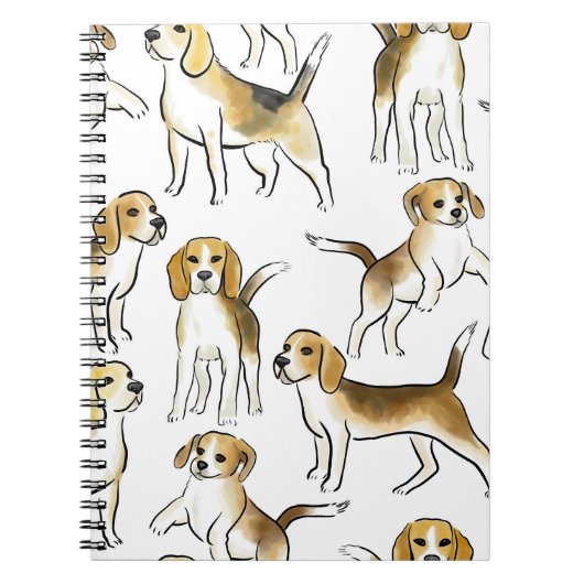 ビーグル美しい：水彩犬パターン ノートブック (正面)