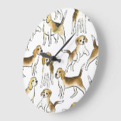 ビーグル美しい:水彩犬パターン ラージ壁時計 (傾斜)