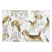 ビーグル美しい：水彩犬パターン 枕カバー (裏面)