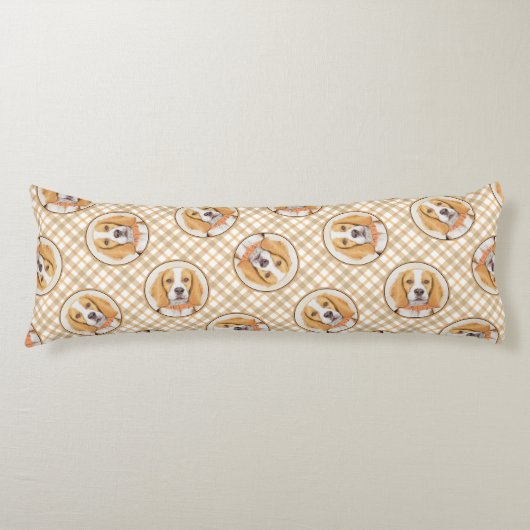 ビーグル英絵を描語のトリトリコラーかわいいドッグアート ボディピロー (正面)