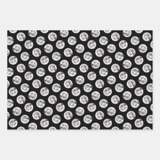 ビーグル英絵を描語のトリトリコラーかわいいドッグアート ラッピングペーパーシート (正面3)