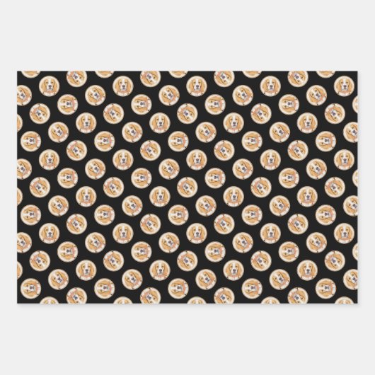 ビーグル英絵を描語のトリトリコラーかわいいドッグアート ラッピングペーパーシート (正面3)