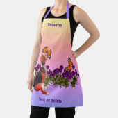 ビーグル蝶の花パーソナライズされた動物 エプロン (インサイチュ)