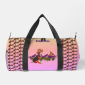 ビーグル蝶の花パーソナライズされた動物 ダッフルバッグ (裏面)