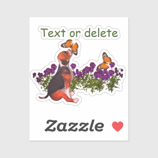 ビーグル蝶パンジーかわいいパーソナライズされた シール (シート)