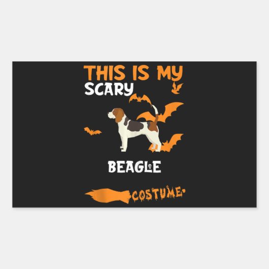 ビーグル衣装ハロウィーン怠け者怖い犬のタンクトップ 長方形シール (正面)