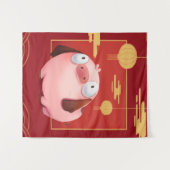 ビーグル豚_ピグ恋人 タペストリー (正面(横))