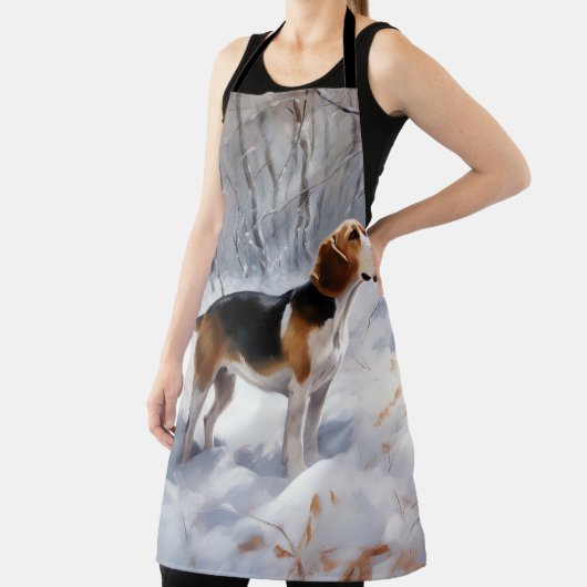 ビーグル雪のクリスマスを手放す エプロン (インサイチュ)