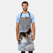 ビーグル雪のクリスマスを手放す エプロン (着用した状態)