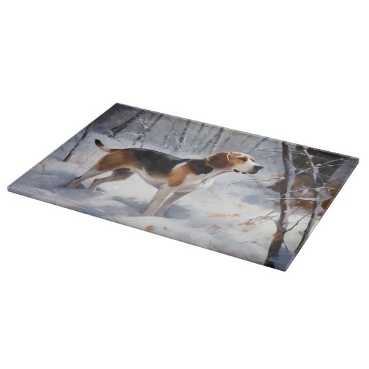 ビーグル雪のクリスマスを手放す カッティングボード (角)