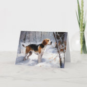 ビーグル雪のクリスマスを手放す カード (正面)