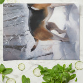 ビーグル雪のクリスマスを手放す キッチンタオル (折り畳み)