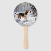 ビーグル雪のクリスマスを手放す ハンドファン (正面)