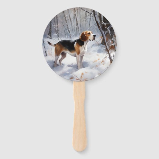 ビーグル雪のクリスマスを手放す ハンドファン (正面)