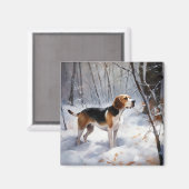 ビーグル雪のクリスマスを手放す マグネット (正面/裏面)