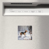 ビーグル雪のクリスマスを手放す マグネット (インサイチュ (食洗機))