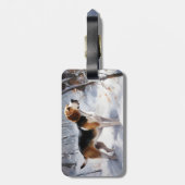 ビーグル雪のクリスマスを手放す ラゲッジタグ (裏面縦)