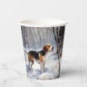 ビーグル雪のクリスマスを手放す 紙コップ (正面)